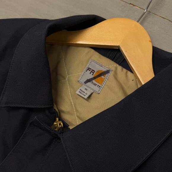 Carhartt Fire Resistant Jackets Duck Navy Blue Quilt Lined XL - Picture 4 of 7